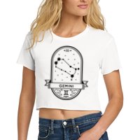 Gemini Zodiac Symbol Design Women's Crop Top Tee