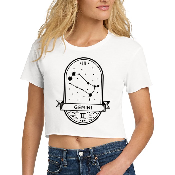 Gemini Zodiac Symbol Design Women's Crop Top Tee
