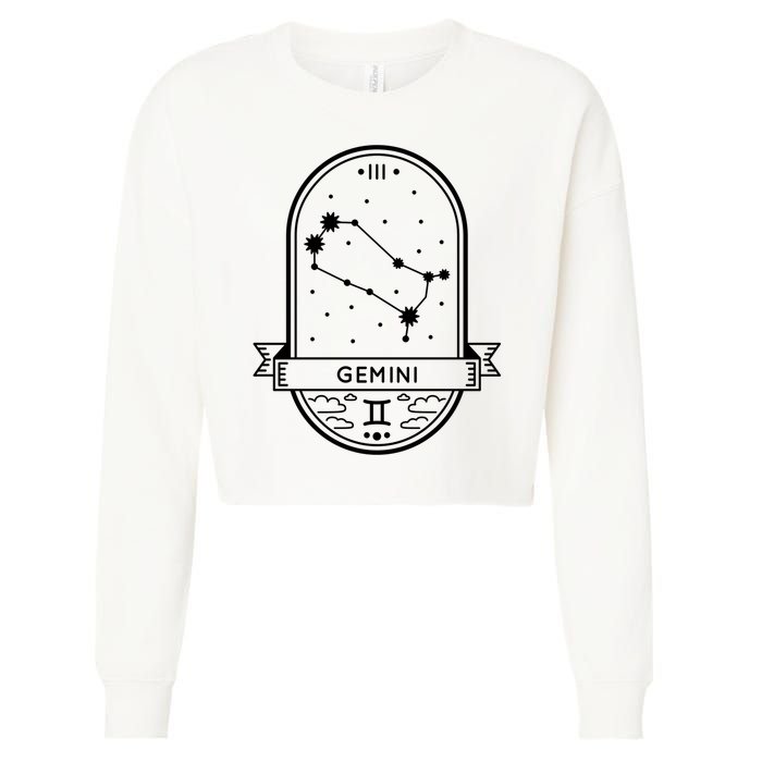 Gemini Zodiac Symbol Design Cropped Pullover Crew
