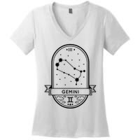 Gemini Zodiac Symbol Design Women's V-Neck T-Shirt