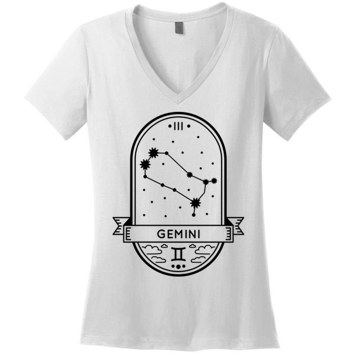 Gemini Zodiac Symbol Design Women's V-Neck T-Shirt