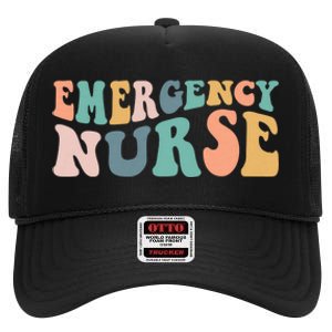 Groovy Er Nurse Emergency Room Nurse School Women Nursing High Crown Mesh Back Trucker Hat