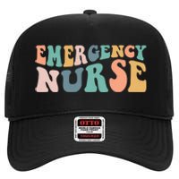 Groovy Er Nurse Emergency Room Nurse School Women Nursing High Crown Mesh Back Trucker Hat