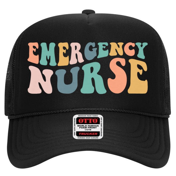 Groovy Er Nurse Emergency Room Nurse School Women Nursing High Crown Mesh Back Trucker Hat