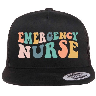 Groovy Er Nurse Emergency Room Nurse School Women Nursing Flat Bill Trucker Hat