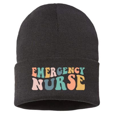 Groovy Er Nurse Emergency Room Nurse School Women Nursing Sustainable Knit Beanie