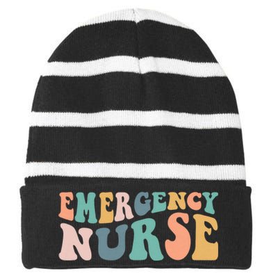 Groovy Er Nurse Emergency Room Nurse School Women Nursing Striped Beanie with Solid Band