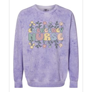 Groovy Emergency Nurse Flowers Emergency Nursing Gift Colorblast Crewneck Sweatshirt