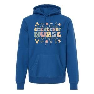 Groovy Emergency Nurse Flowers Emergency Nursing Gift Premium Hoodie