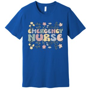 Groovy Emergency Nurse Flowers Emergency Nursing Gift Premium T-Shirt