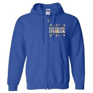 Groovy Emergency Nurse Flowers Emergency Nursing Gift Full Zip Hoodie