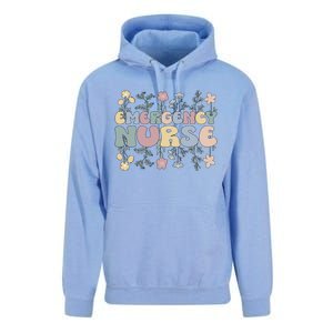 Groovy Emergency Nurse Flowers Emergency Nursing Gift Unisex Surf Hoodie