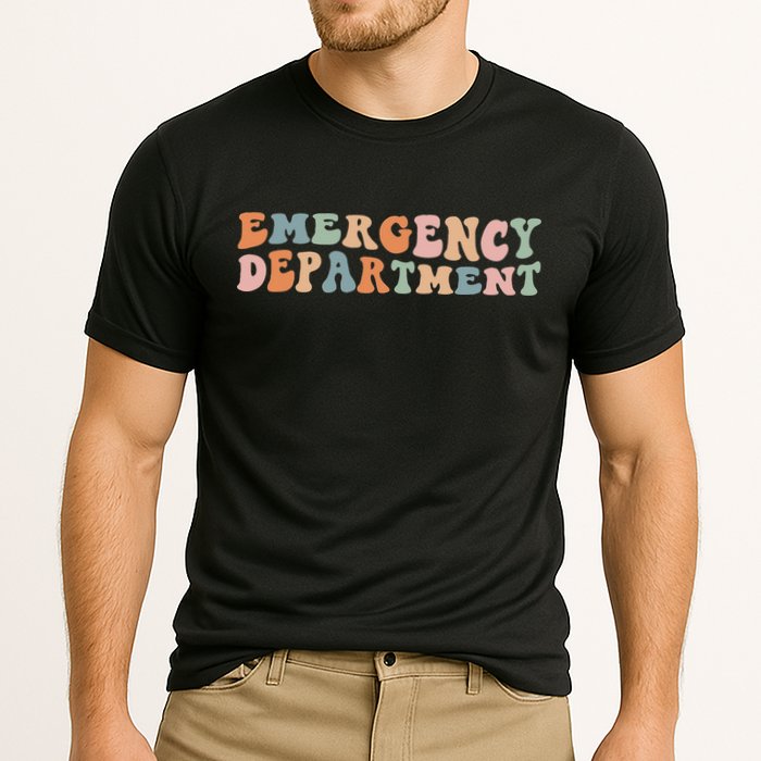 Groovy Emergency Nurse ED ER Emergency Department Nursing Cooling Performance Crew T-Shirt