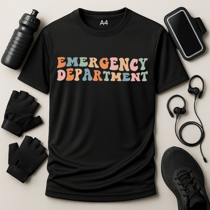 Groovy Emergency Nurse ED ER Emergency Department Nursing Cooling Performance Crew T-Shirt