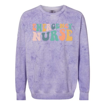 Groovy ER Nurse Emergency Room Nurse School Women Nursing Colorblast Crewneck Sweatshirt