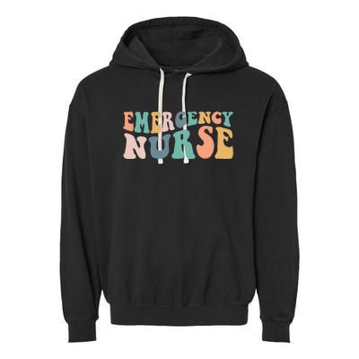 Groovy ER Nurse Emergency Room Nurse School Women Nursing Garment-Dyed Fleece Hoodie