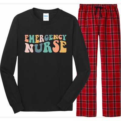 Groovy ER Nurse Emergency Room Nurse School Women Nursing Long Sleeve Pajama Set