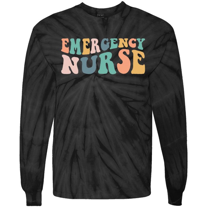 Groovy ER Nurse Emergency Room Nurse School Women Nursing Tie-Dye Long Sleeve Shirt