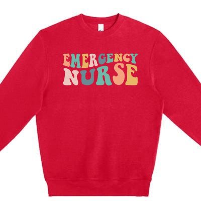 Groovy ER Nurse Emergency Room Nurse School Women Nursing Premium Crewneck Sweatshirt