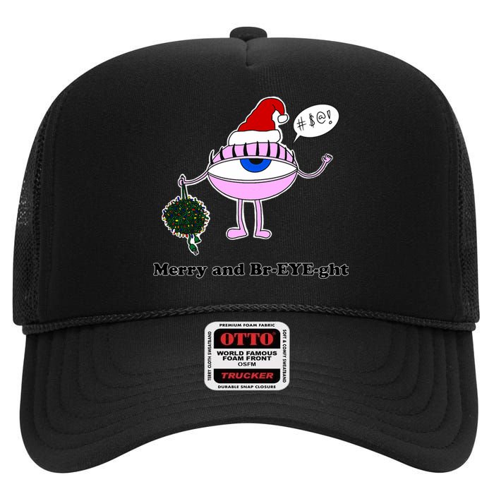 Giant Eyeball Number 2 Merry And Bright Holiday High Crown Mesh Back Trucker Hat