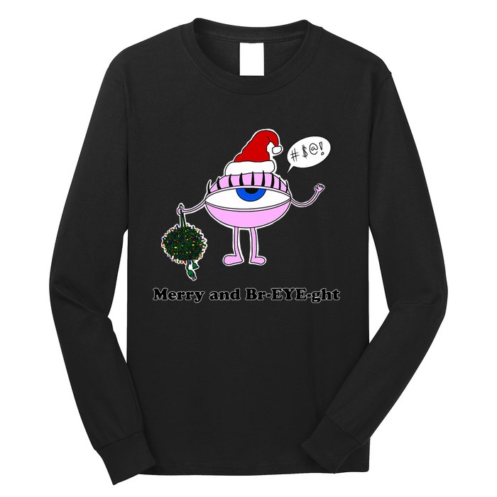 Giant Eyeball Number 2 Merry And Bright Holiday Long Sleeve Shirt