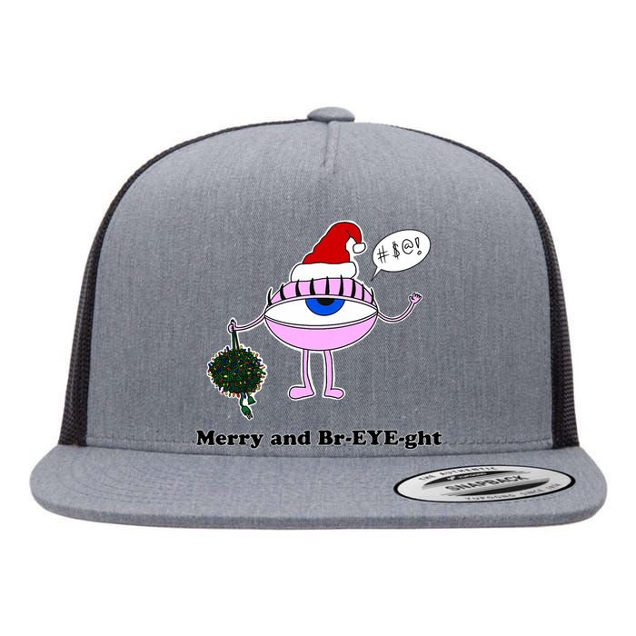 Giant Eyeball Number 2 Merry And Bright Holiday Flat Bill Trucker Hat