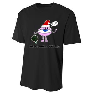 Giant Eyeball Number 2 Merry And Bright Holiday Performance Sprint T-Shirt