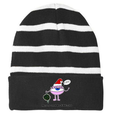 Giant Eyeball Number 2 Merry And Bright Holiday Striped Beanie with Solid Band