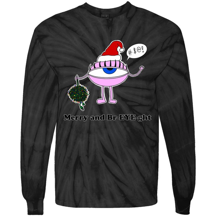 Giant Eyeball Number 2 Merry And Bright Holiday Tie-Dye Long Sleeve Shirt