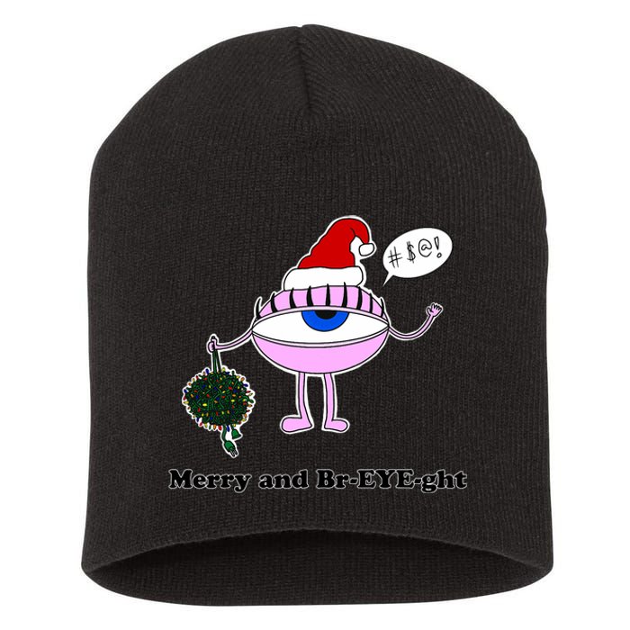 Giant Eyeball Number 2 Merry And Bright Holiday Short Acrylic Beanie