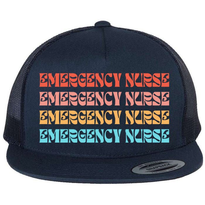 Groovy ER Nurse Emergency Room Nurse School Flat Bill Trucker Hat