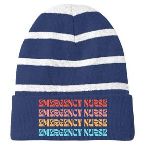 Groovy ER Nurse Emergency Room Nurse School Striped Beanie with Solid Band