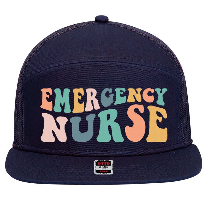 Groovy ER Nurse Emergency Room Nurse School Women Nursing 7 Panel Mesh Trucker Snapback Hat