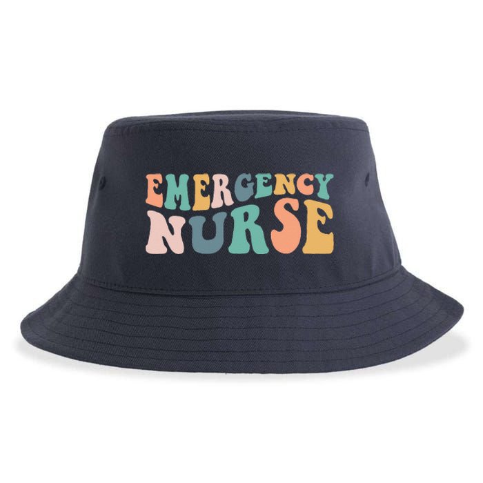 Groovy ER Nurse Emergency Room Nurse School Women Nursing Sustainable Bucket Hat