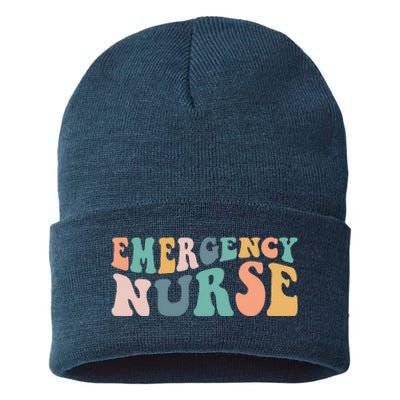 Groovy ER Nurse Emergency Room Nurse School Women Nursing Sustainable Knit Beanie