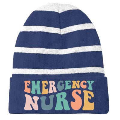 Groovy ER Nurse Emergency Room Nurse School Women Nursing Striped Beanie with Solid Band