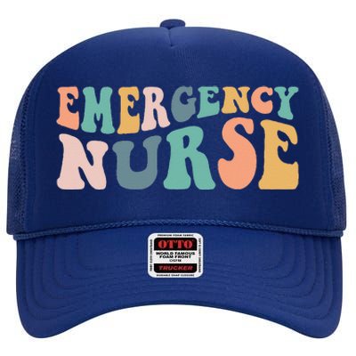 Groovy ER Nurse Emergency Room Nurse School Women Nursing High Crown Mesh Back Trucker Hat