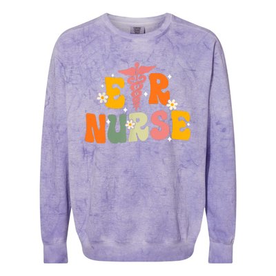 Groovy Er Nurse Emergency Room Nurse Nursing Colorblast Crewneck Sweatshirt