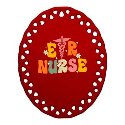 Groovy Er Nurse Emergency Room Nurse Nursing Ceramic Oval Ornament