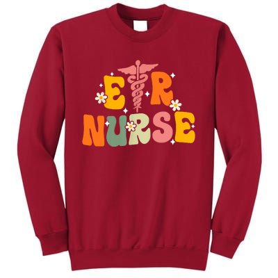 Groovy Er Nurse Emergency Room Nurse Nursing Tall Sweatshirt