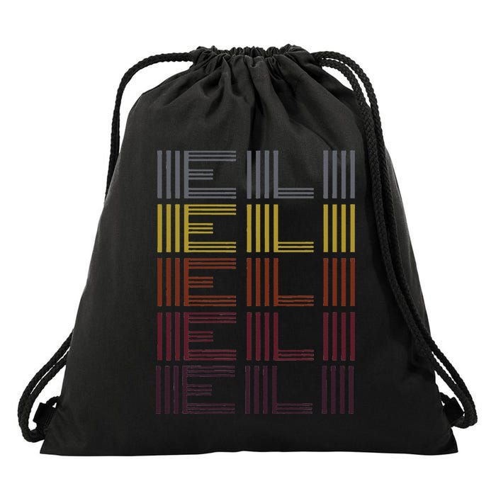Graphic Eli Name Initial Letter E Design Drawstring Bag