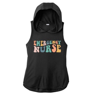 groovy ER Nurse Emergency Room Nurse School  nursing Ladies PosiCharge Tri-Blend Wicking Draft Hoodie Tank