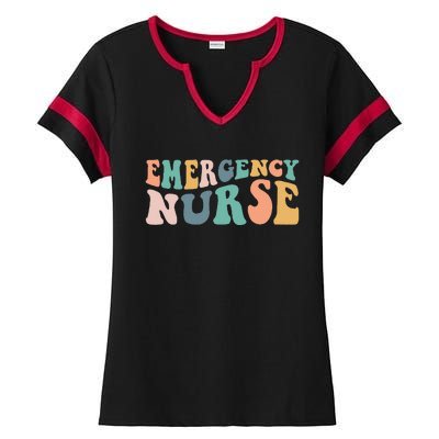 groovy ER Nurse Emergency Room Nurse School  nursing Ladies Halftime Notch Neck Tee