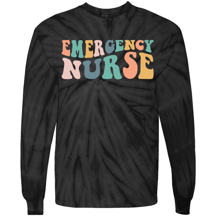 groovy ER Nurse Emergency Room Nurse School  nursing Tie-Dye Long Sleeve Shirt