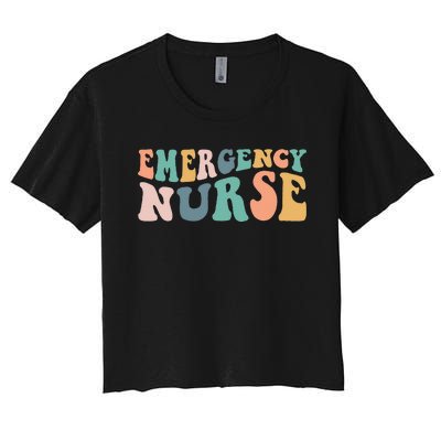 groovy ER Nurse Emergency Room Nurse School  nursing Women's Crop Top Tee