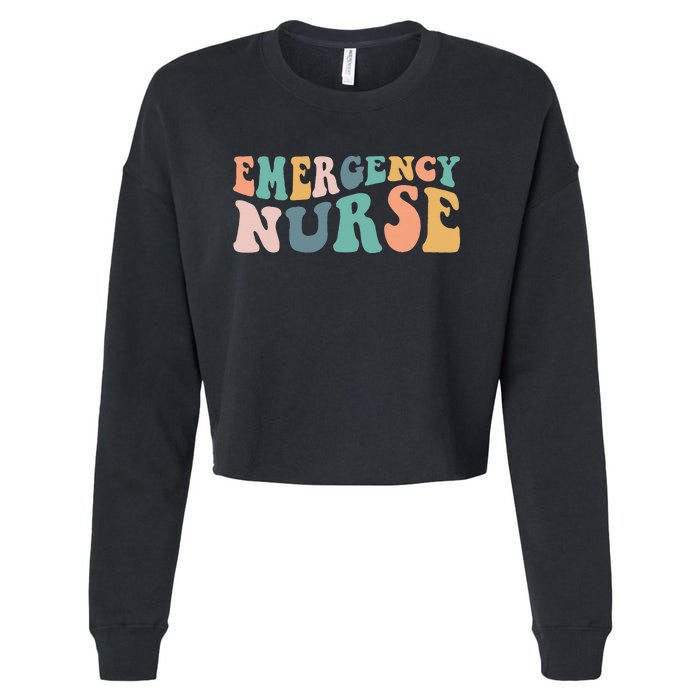 groovy ER Nurse Emergency Room Nurse School  nursing Cropped Pullover Crew