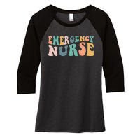 groovy ER Nurse Emergency Room Nurse School  nursing Women's Tri-Blend 3/4-Sleeve Raglan Shirt