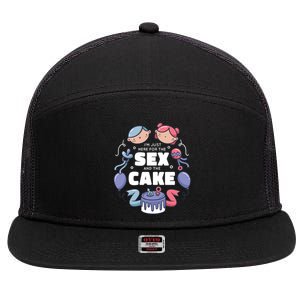 Gender Reveal Funny Cake 7 Panel Mesh Trucker Snapback Hat