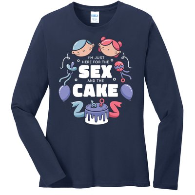 Gender Reveal Funny Cake Ladies Long Sleeve Shirt