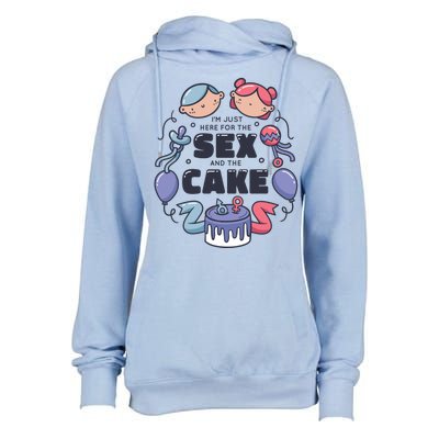 Gender Reveal Funny Cake Womens Funnel Neck Pullover Hood